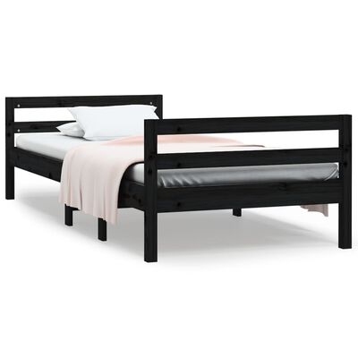 vidaXL Cadre de lit sans matelas noir 90x190 cm bois de pin massif