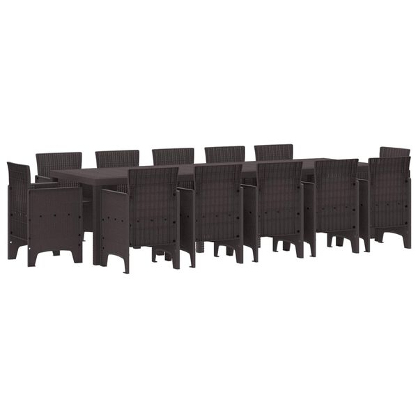 vidaXL Ensemble de salle &agrave; manger pour jardin 13 pcs Marron Poly rotin