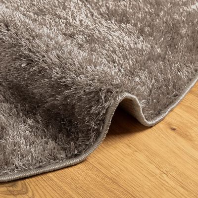 vidaXL Tapis ISTAN à poils longs aspect brillant gris Ø 100 cm