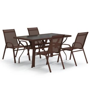 vidaXL Ensemble &agrave; manger de jardin 5 pcs Marron et noir