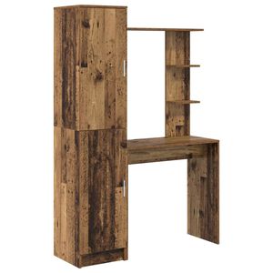 vidaXL Bureau avec &eacute;tag&egrave;re avec stockage 2 pi&egrave;ces Bois ancien