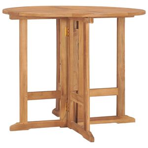 vidaXL Table &agrave; d&icirc;ner pliable de jardin &Oslash;90x75 cm Bois de teck solide