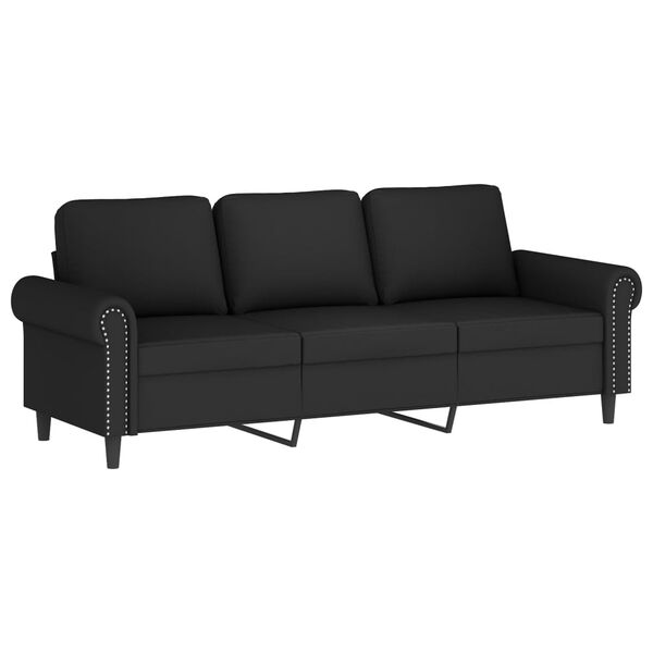 vidaXL Canap&eacute; 3 places avec oreillers d&eacute;coratifs noir 180 cm velours