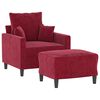 vidaXL Fauteuil avec repose-pied Rouge bordeaux 60 cm Velours