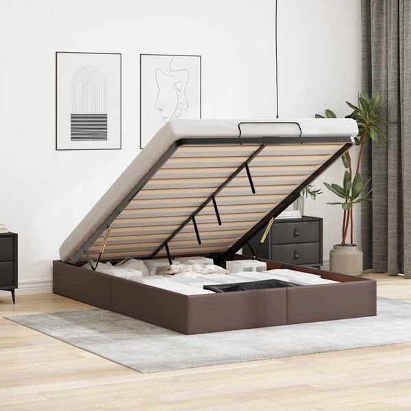 vidaXL Cadre de lit ottoman sans matelas marron 140x200 cm similicuir