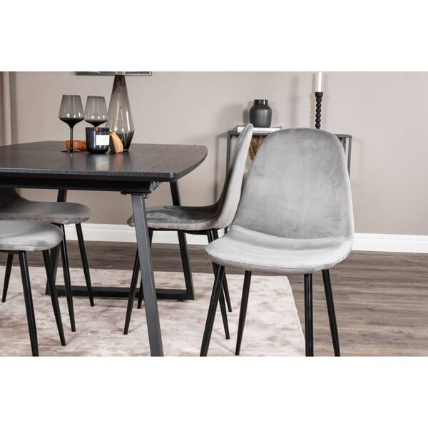 Venture Home Chaises &agrave; manger lot de 2 Polar velours gris et noir