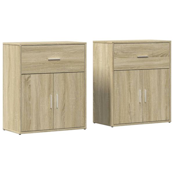 vidaXL Buffets 2 pcs chêne sonoma 60x31x70 cm bois d'ingénierie