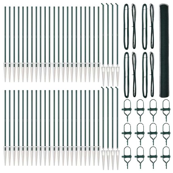 vidaXL Poteau de cl&ocirc;ture. Vert 100 x 1,5 m (maille de 25 mm)