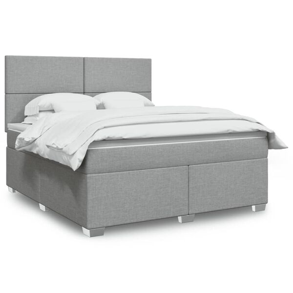 vidaXL Sommier &agrave; lattes de lit avec matelas Gris clair 180x200cm Tissu
