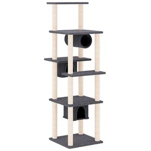vidaXL Arbre &agrave; chat avec griffoirs en sisal Gris fonc&eacute; 169 cm