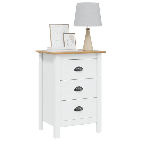 vidaXL Cabinet de chevet Hill Blanc et marron miel 46 x 35 x 65 cm