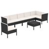 vidaXL Salon de jardin 8 pcs avec coussins r&eacute;sine tress&eacute;e noir