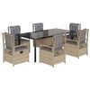 vidaXL Ensemble &agrave; manger de jardin et coussins 7 pcs beige poly rotin