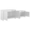 vidaXL Meuble TV Blanc brillant 146,5x35x50 cm Bois d'ing&eacute;nierie