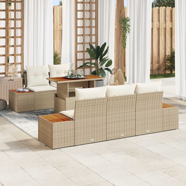 vidaXL Ensemble de salle &agrave; manger pour jardin 6 pcs Beige et cr&egrave;me