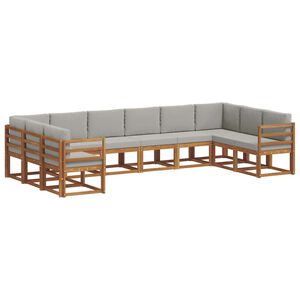 vidaXL Ensemble de canap&eacute;s d'ext&eacute;rieur 10 pc Gris Naturel et Clair