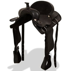 vidaXL Selle, bridon et col de poitrine Cuir v&eacute;ritable 16 po Noir