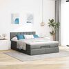 vidaXL Lit ottoman avec matelas et LED gris fonc&eacute; 140x200 cm tissu