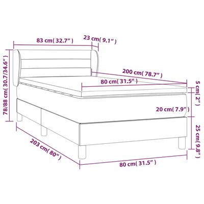 vidaXL Sommier à lattes de lit avec matelas Bleu 80x200 cm Tissu