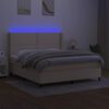 vidaXL Sommier &agrave; lattes de lit matelas LED Cr&egrave;me 180x200 cm Tissu