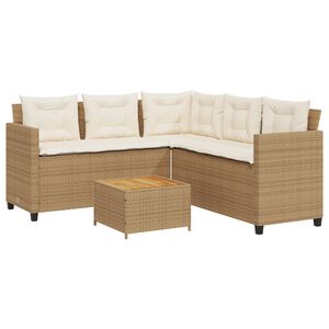 vidaXL Canap&eacute; de jardin avec table et coussins en forme de L beige