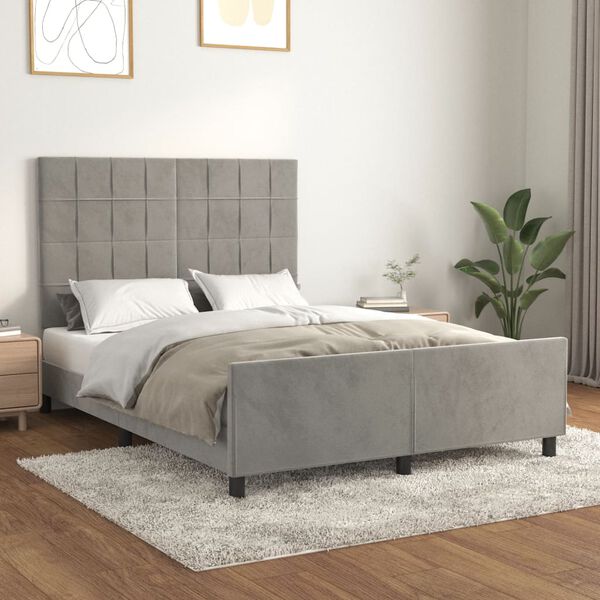 vidaXL Cadre de lit sans matelas gris clair 140x200 cm velours