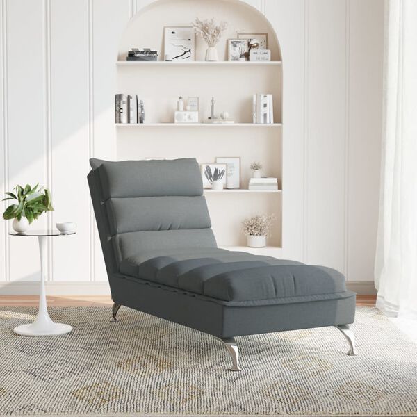 vidaXL Chaise longue avec coussins gris fonc&eacute; tissu