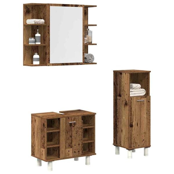 vidaXL Ensemble de meubles salle de bain 3 pcs bois d'ing&eacute;nierie