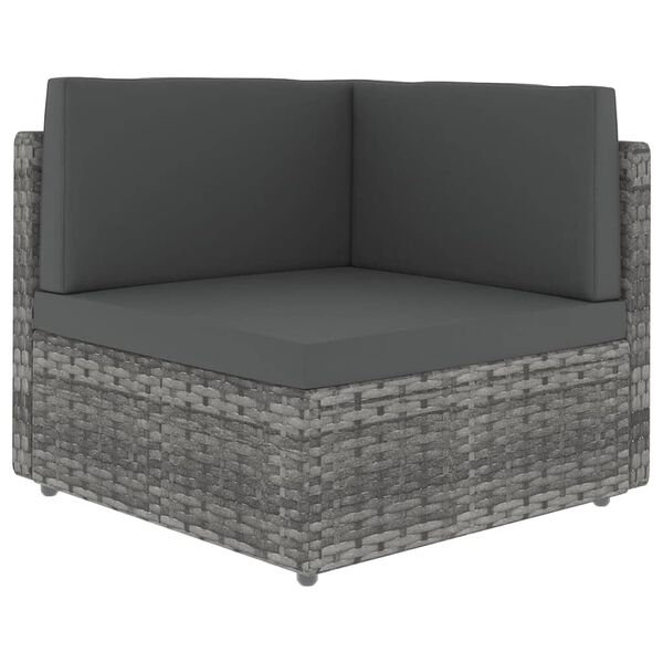 vidaXL Salon de jardin 12 pcs avec coussins Gris R&eacute;sine tress&eacute;e