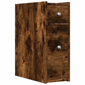 vidaXL Armoire de salle de bain &eacute;troite avec roulettes ch&ecirc;ne fum&eacute;