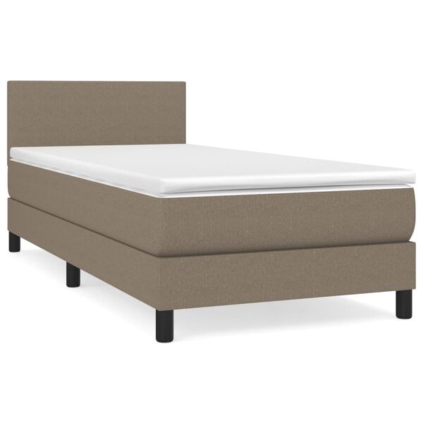 vidaXL Sommier &agrave; lattes de lit avec matelas Taupe 100x200 cm Tissu