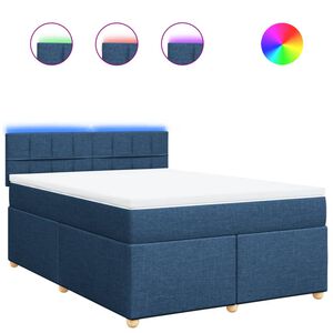 vidaXL Sommier &agrave; lattes de lit avec matelas Bleu 140x200 cm Tissu