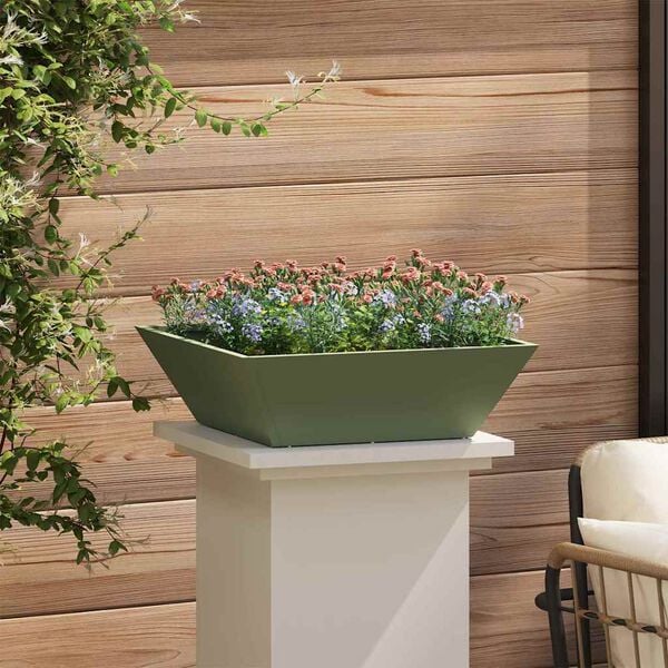 vidaXL Cache-pot de jardin Vert olive 50 x 50 x 15 cm