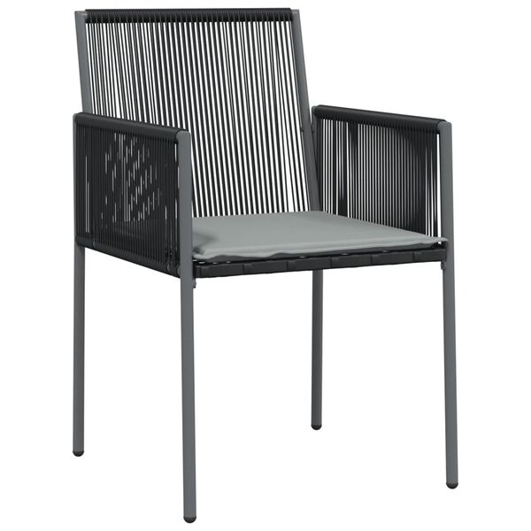 vidaXL Chaises de jardin et coussins lot de 2 noir 54x60,5x83,5 cm