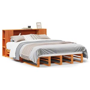 vidaXL Lit biblioth&egrave;que sans matelas cire marron 140x200cm bois massif