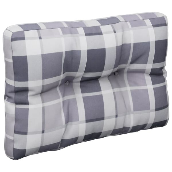 vidaXL Coussins de palette lot de 2 motif &agrave; carreaux gris tissu