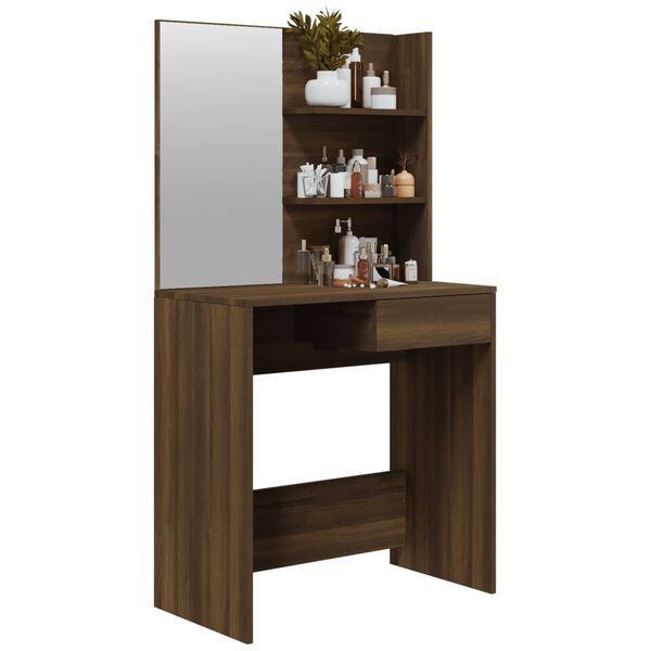 vidaXL Coiffeuse avec miroir Ch&ecirc;ne marron 74,5x40x141 cm