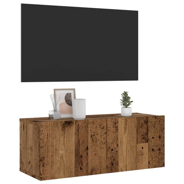 vidaXL Meuble TV mural vieux bois 80x30x30 cm bois d'ing&eacute;nierie