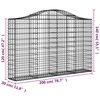vidaXL Paniers &agrave; gabions arqu&eacute;s 15 pcs 200x30x120/140 cm Fer galvanis&eacute;