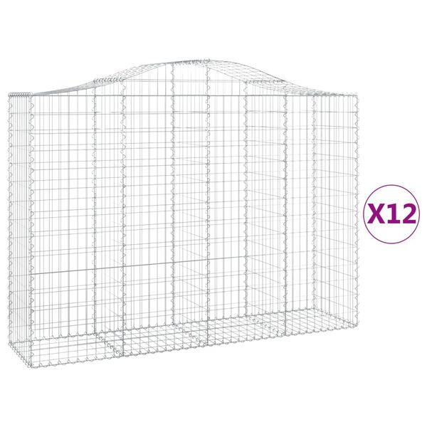 vidaXL Paniers &agrave; gabions arqu&eacute;s 12 pcs 200x50x140/160 cm Fer galvanis&eacute;