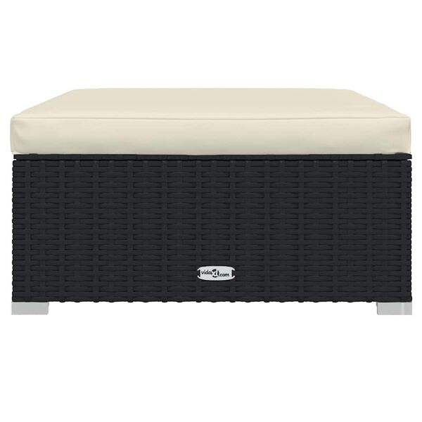 vidaXL Repose-pied de jardin et coussin Noir 70x70x30cm Résine tressée