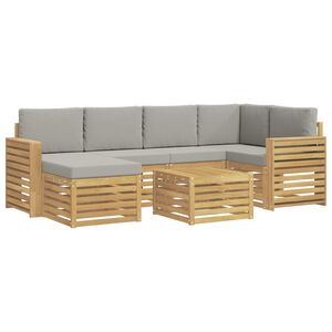 vidaXL Ensemble de canap&eacute;s d'ext&eacute;rieur 7 pc Blanc et gris clair