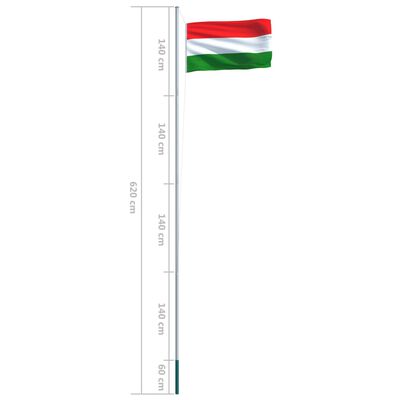 vidaXL Drapeau Hongrie et mât en aluminium 6,2 m