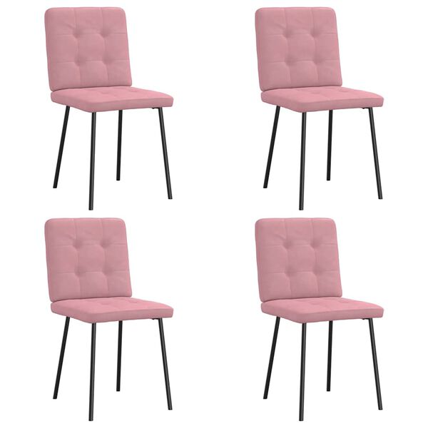 vidaXL Chaises &agrave; manger lot de 4 Rose Velours
