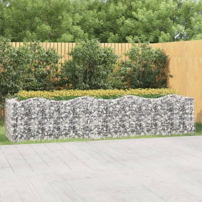 vidaXL Lit surélevé à gabions arqué 400x100x100 cm Fer galvanisé