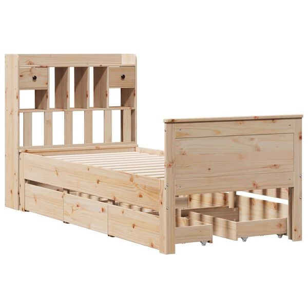 vidaXL Lit biblioth&egrave;que sans matelas 90x200 cm bois de pin massif