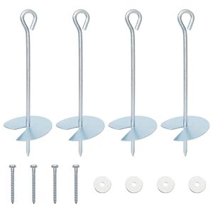vidaXL Ancre de terre 4 pcs Argent&eacute; &Oslash;10 x 30 cm M&eacute;tal galvanis&eacute;
