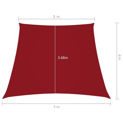 vidaXL Voile de parasol Tissu Oxford trapèze 3/5x4 m Rouge