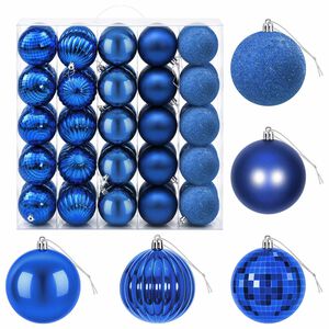 vidaXL Ensemble de boules de No&euml;l 50 pc Bleu Diam. 8 cm Polystyr&egrave;ne