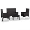 vidaXL Salon de jardin 4 pcs avec coussins Noir R&eacute;sine tress&eacute;e